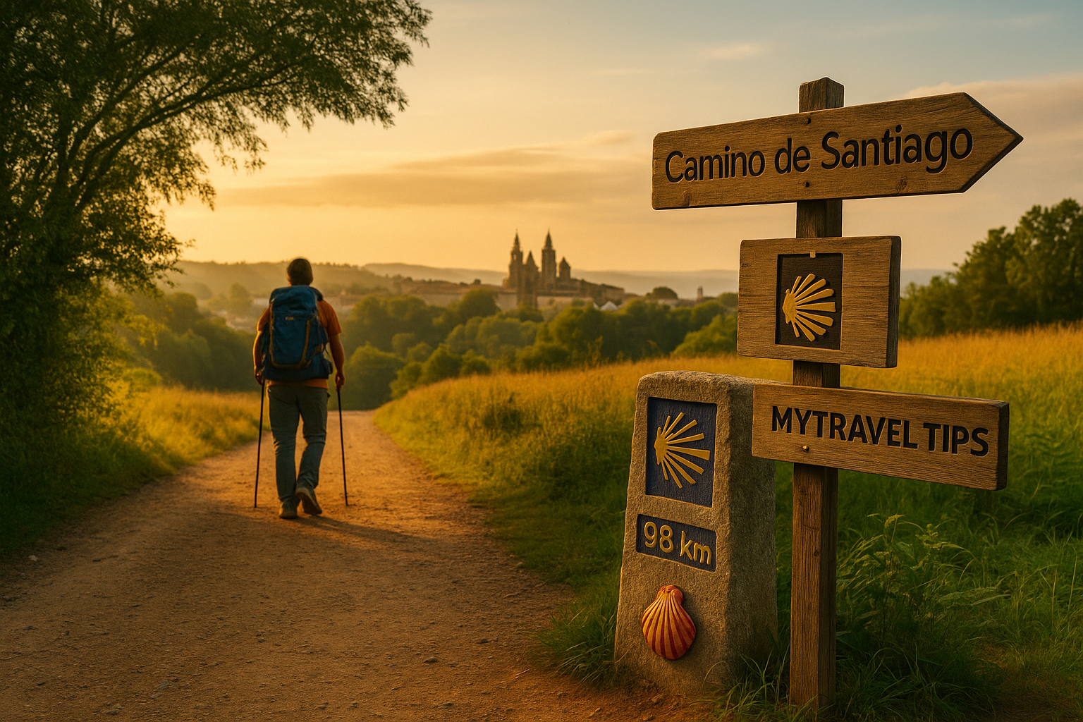 Pilgrims on the Camino de Santiago Trail