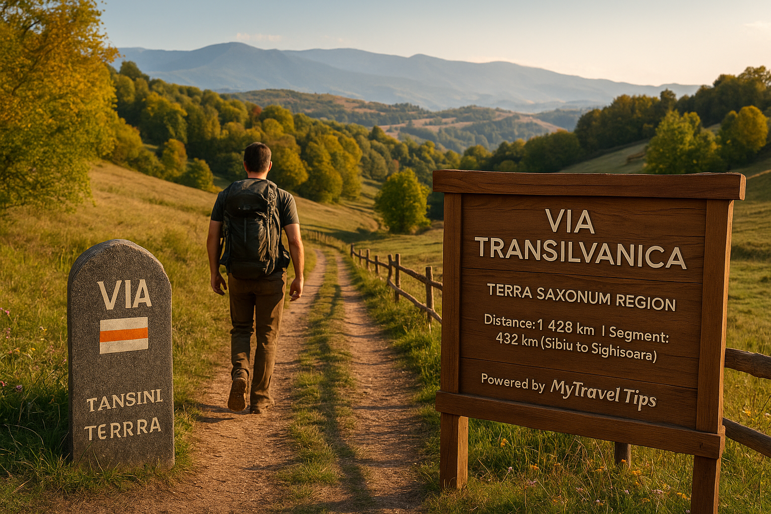 Hikers on the Via Transilvanica Trail