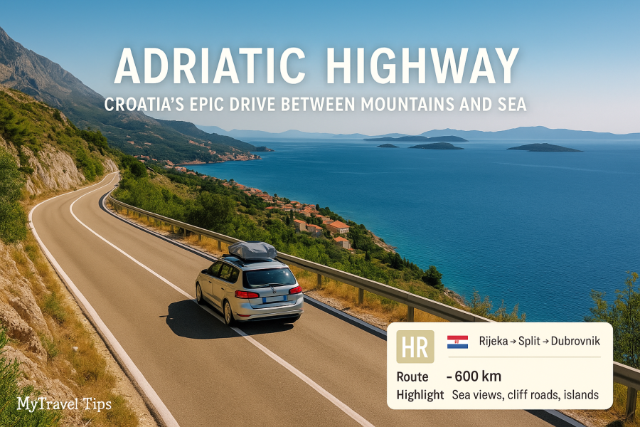 Adriatic Highway, Croatia Croatia’s Adriatic Highway delivers sun, cliffs, and sea-kissed freedom — a road trip through terracotta towns and turquoise dreams – Source: MyTravel-Tips, 2025