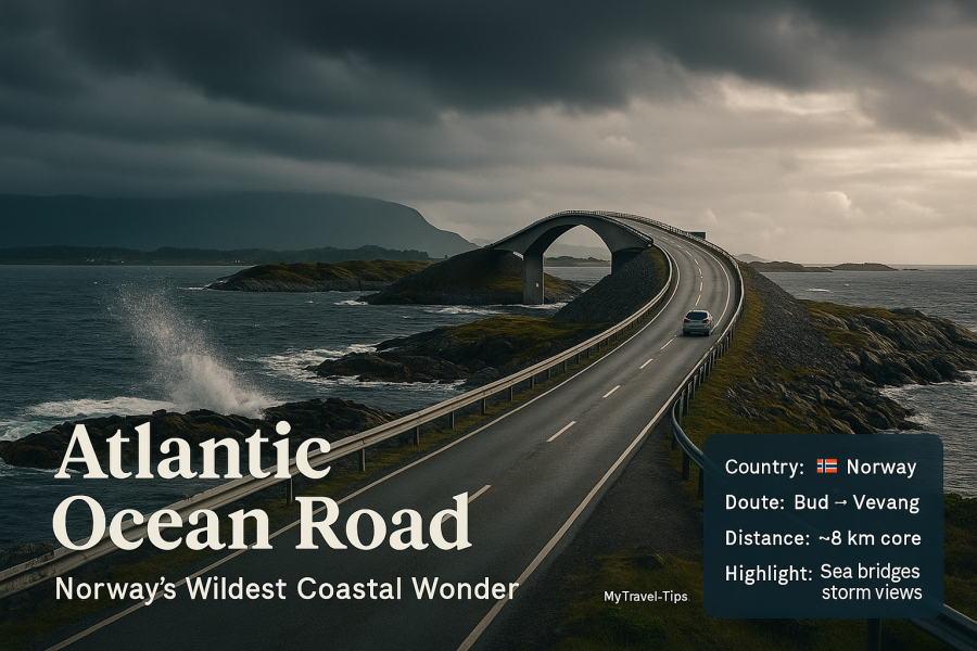 Atlantic Ocean Road, Norway The Atlantic Ocean Road defies the sea with curves and courage — Norway’s most breathtaking stretch of coastal engineering – Source: MyTravel-Tips, 2025