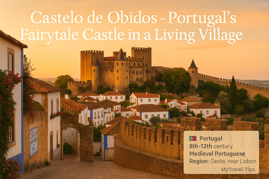 Castelo de Óbidos, Portugal Castelo de Óbidos crowns a maze of whitewashed homes and cobbled lanes — a place where history, wine, and romance live behind stone walls – Source: MyTravel-Tips