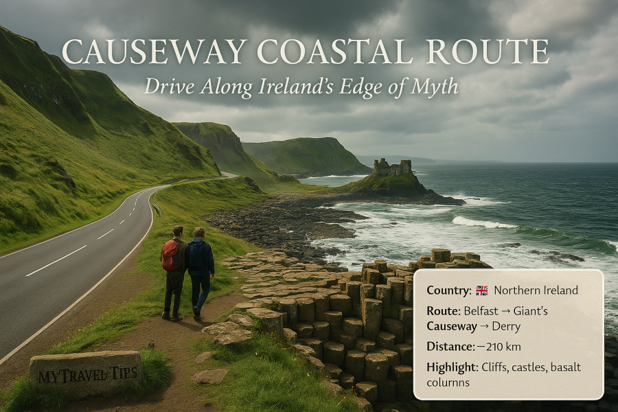 Causeway Coastal Route, Northern Ireland The Causeway Coastal Route weaves through legends and landscapes — a rugged drive along Northern Ireland’s most hauntingly beautiful coastline – Source: MyTravel-Tips, 2025