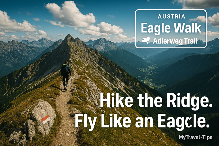 Hiker on a high Karwendel ridge along Austria’s Eagle Walk — a panoramic trail soaring across Tirol