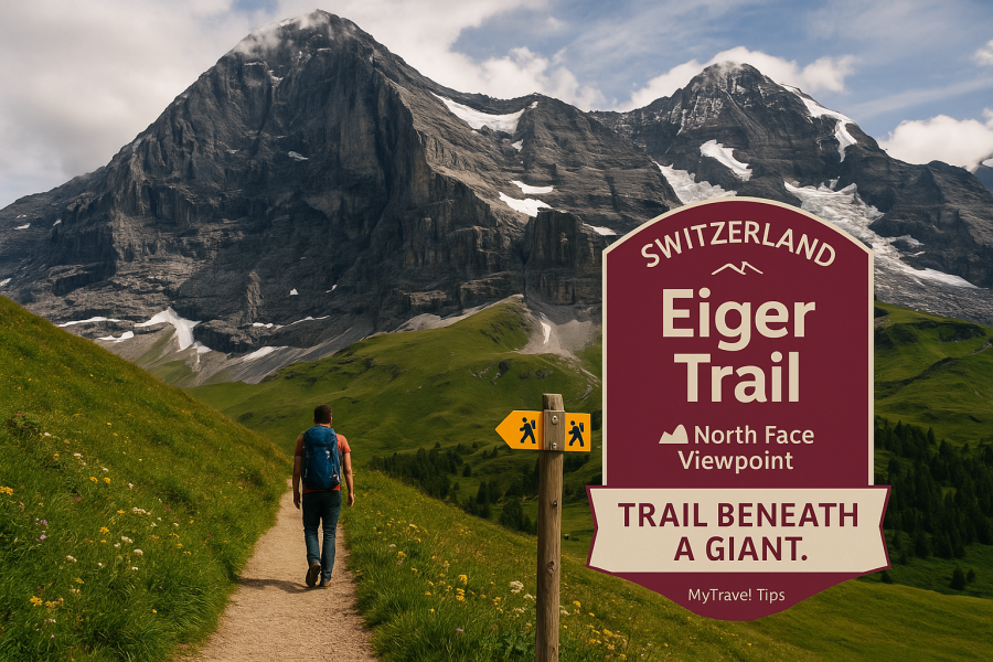 Peaceful hike along the Eiger Trail — where gentle pastures meet the towering face of Switzerland’s most legendary peak