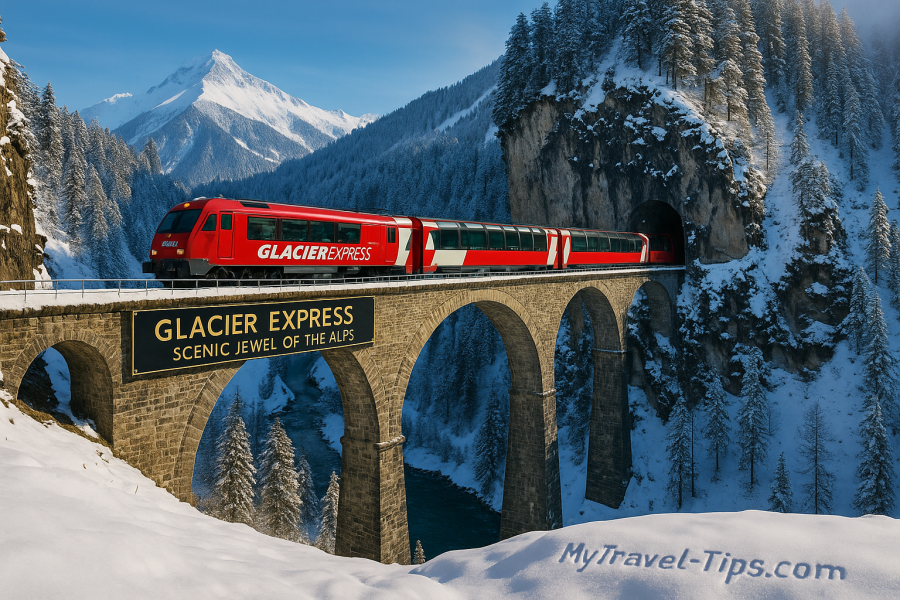 Glacier Express – Switzerland The Glacier Express crossing the Landwasser Viaduct – Switzerland’s most scenic and legendary train ride