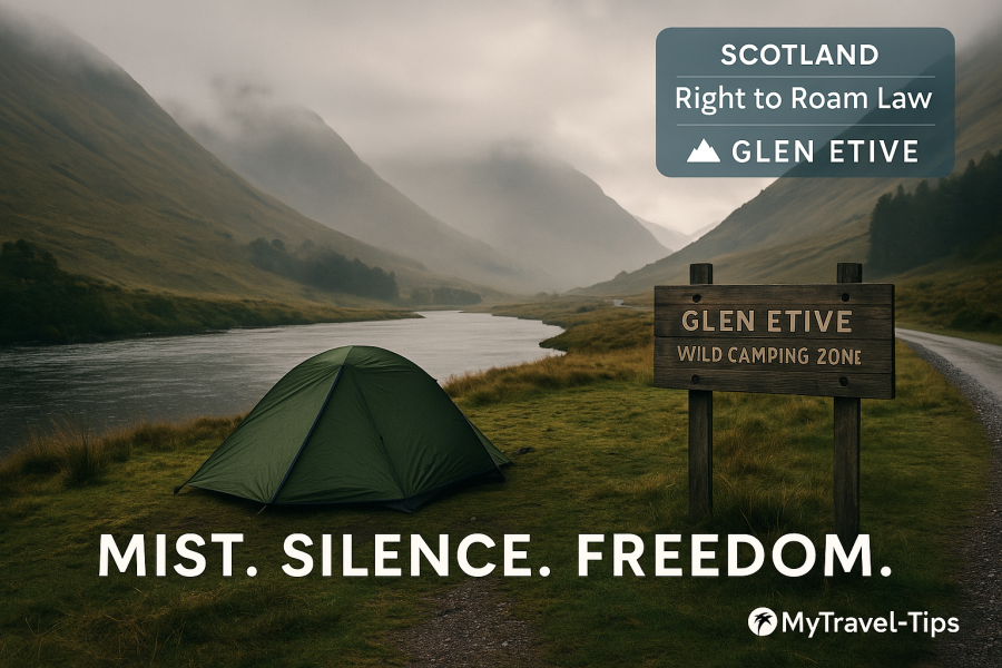 Glen Etive Valley, Scotland Wild camping by the river in Glen Etive Valley — one of Scotland’s most scenic and legal spots under the Right to Roam.