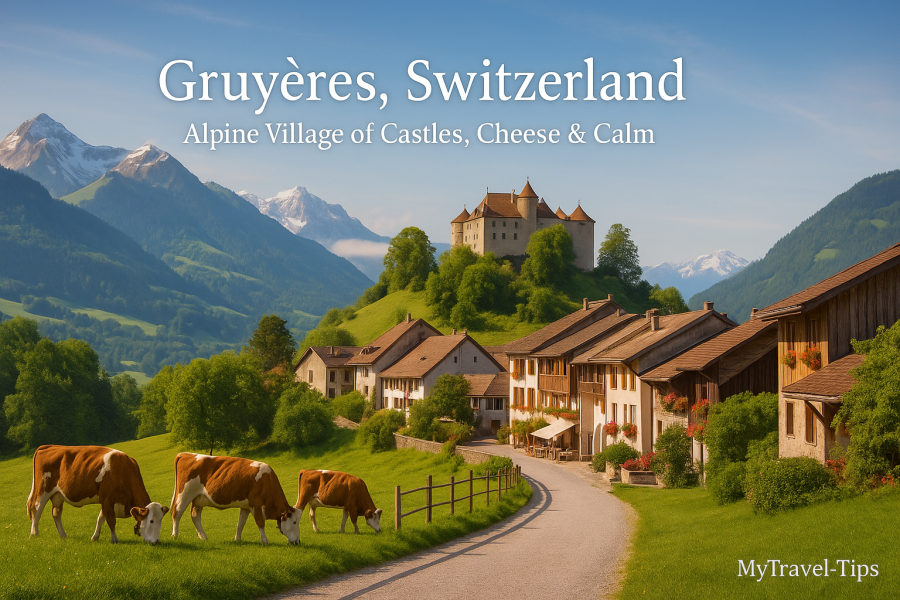 Gruyères, Switzerland – Alpine Village of Castles, Cheese & Calm Gruyères blends medieval charm, Alpine serenity, and rich cheese-making heritage under the shadow of its majestic castle – Source: MyTravel-Tips, 2025