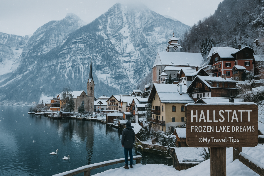 Hallstatt, Austria – Frozen Lake Dreams Hallstatt transforms into a fairytale during winter — with frozen lakes, snow-topped chalets, and peaceful alpine silence. – MyTravel-Tips, 2025