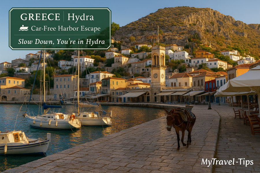 Hydra Island, Greece Hydra’s harbor charm lies in its silence — no cars, just sun, donkeys, and neoclassical beauty facing the sea