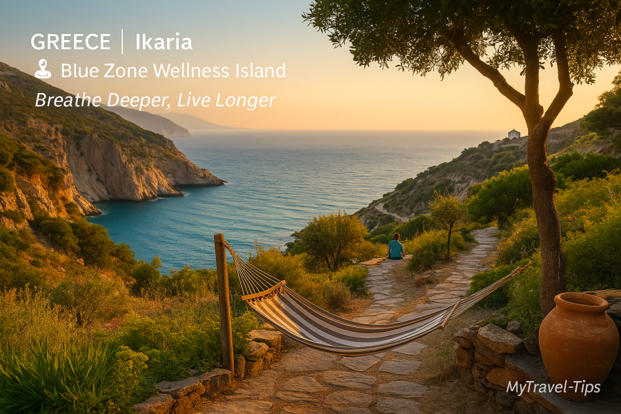 Ikaria, Greece Ikaria invites you to slow down — with sea cliffs, healing waters, and a lifestyle rooted in longevity and joy