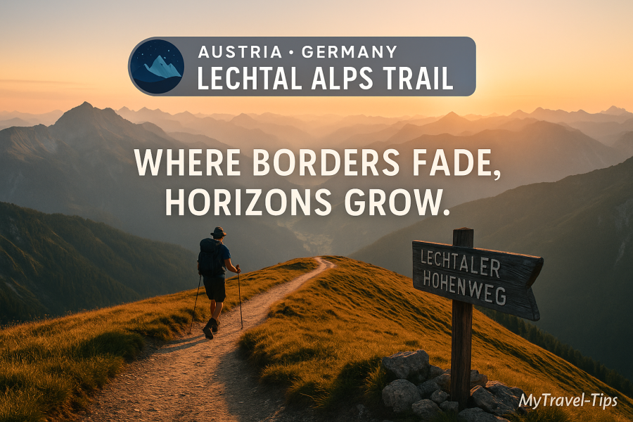 Quiet ridgeline trail in the Lechtal Alps — straddling Austria and Germany with panoramic solitude