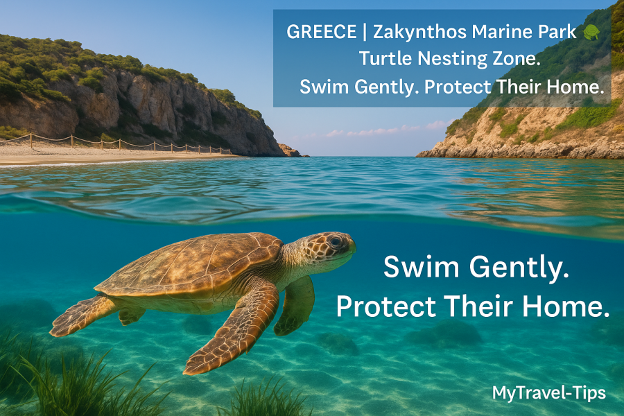 A loggerhead turtle swims peacefully in Zakynthos Marine Park — a model for eco-marine protection in the Mediterranean