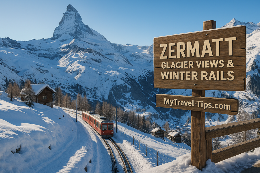 Zermatt, Switzerland – Glacier Views & Winter Rails Zermatt is Europe’s most scenic winter arrival — where the Glacier Express meets alpine calm, and railways lead to snowy skies. – MyTravel-Tips, 2025