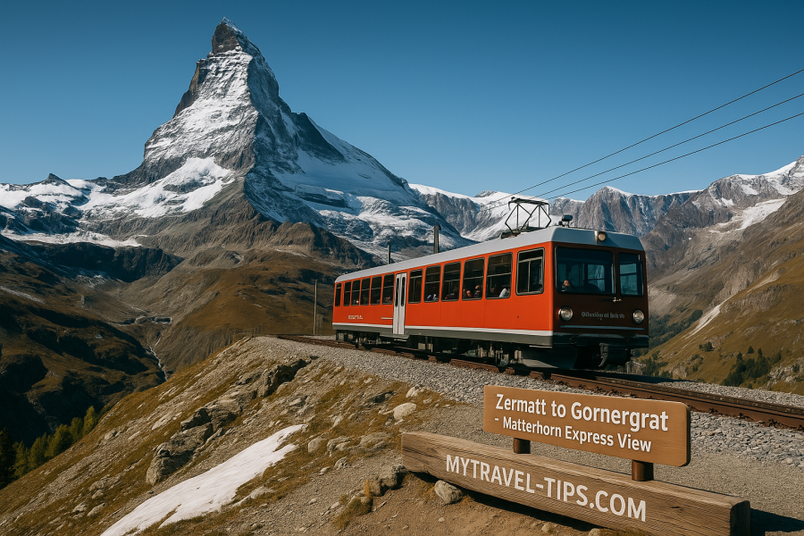 Zermatt to Gornergrat – Switzerland The Gornergrat Bahn climbs toward Switzerland’s rooftop — offering the closest rail view of the Matterhorn