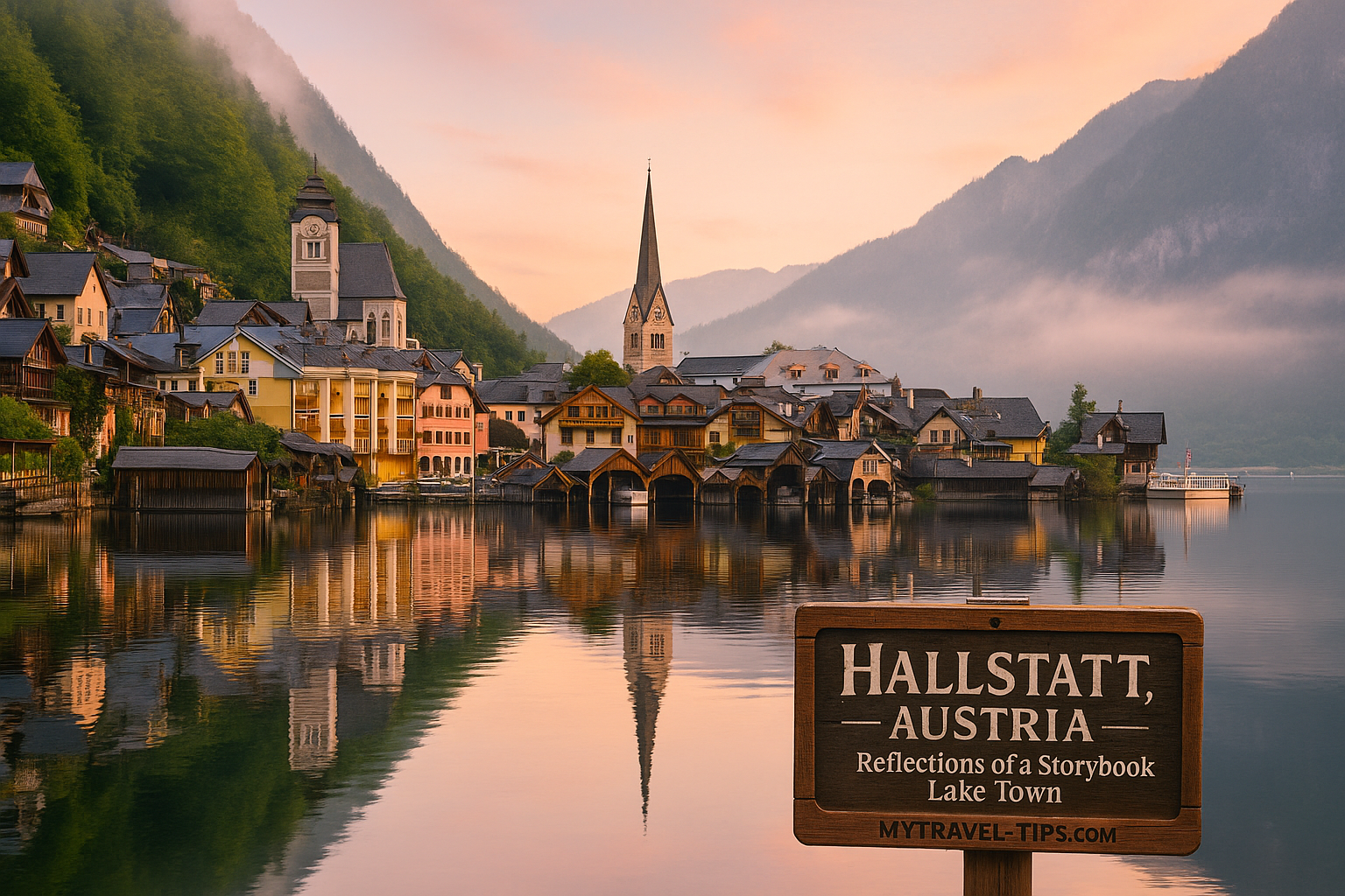Hallstatt Austria pastel lake town