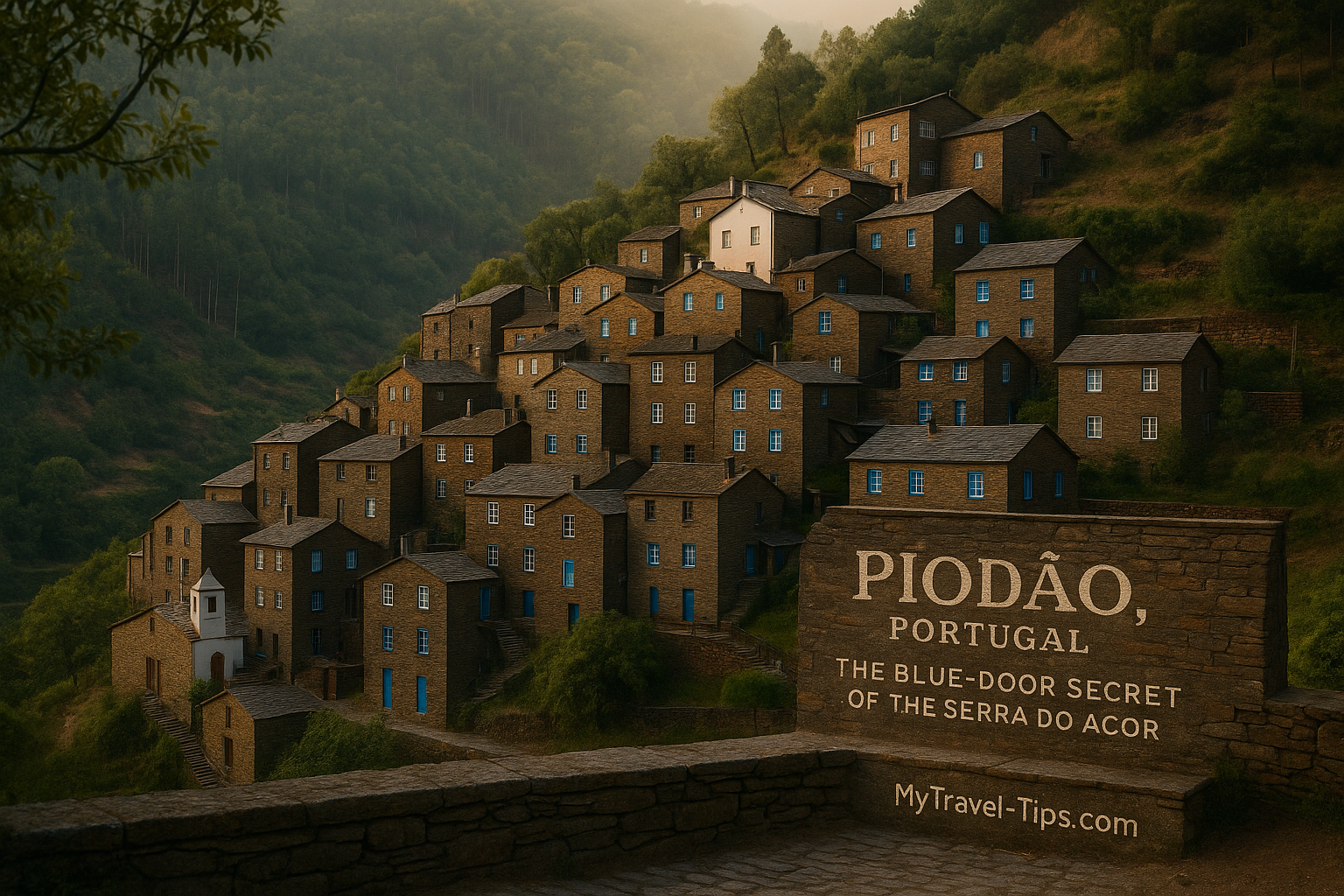 Piodao Portugal blue windows slate houses