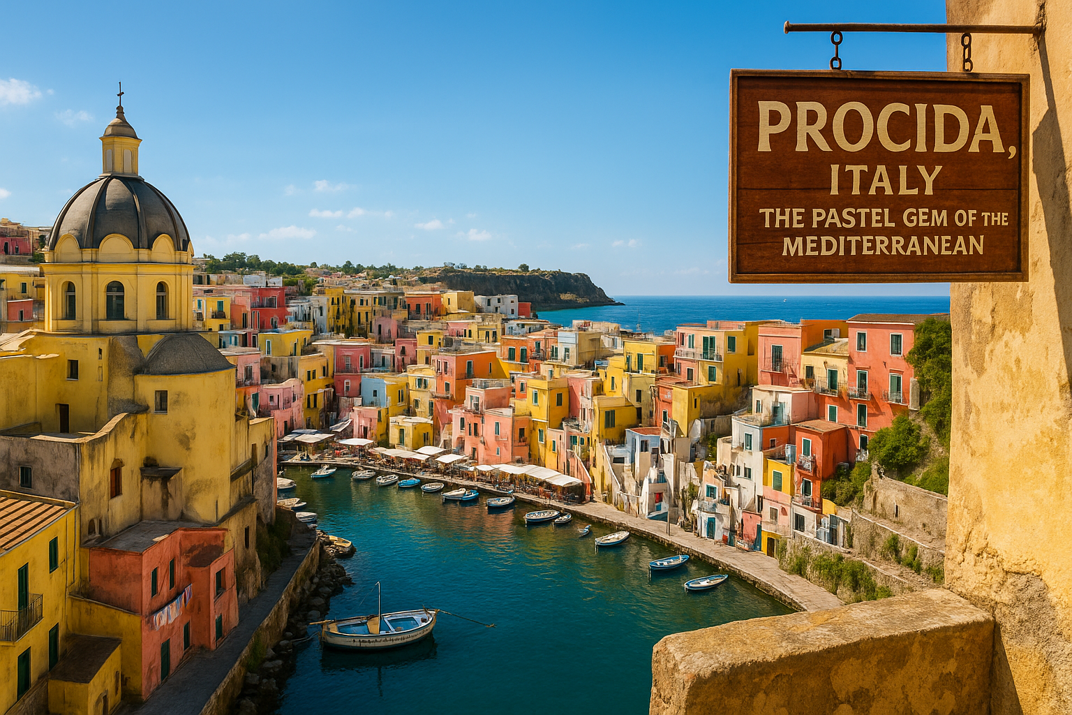 Procida pastel colored houses Italy